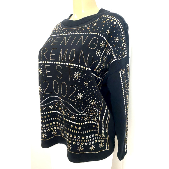 Opening Ceremony 2002 Studded Logo Sweatshirt Jumper Gold Silver Long Sleeve S - Picture 6 of 13